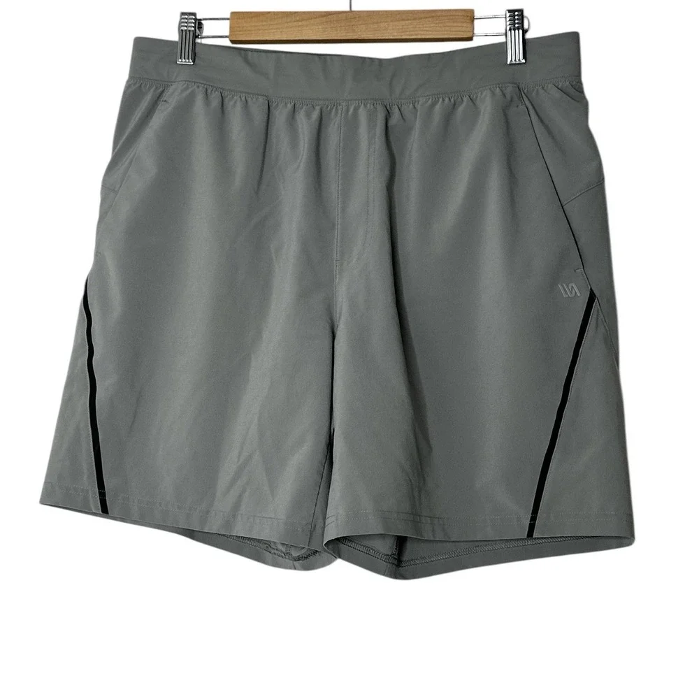 VRST Shorts Mens Large Gray Lined Swim Shorts Trunks Bottoms Pocket Drawstring